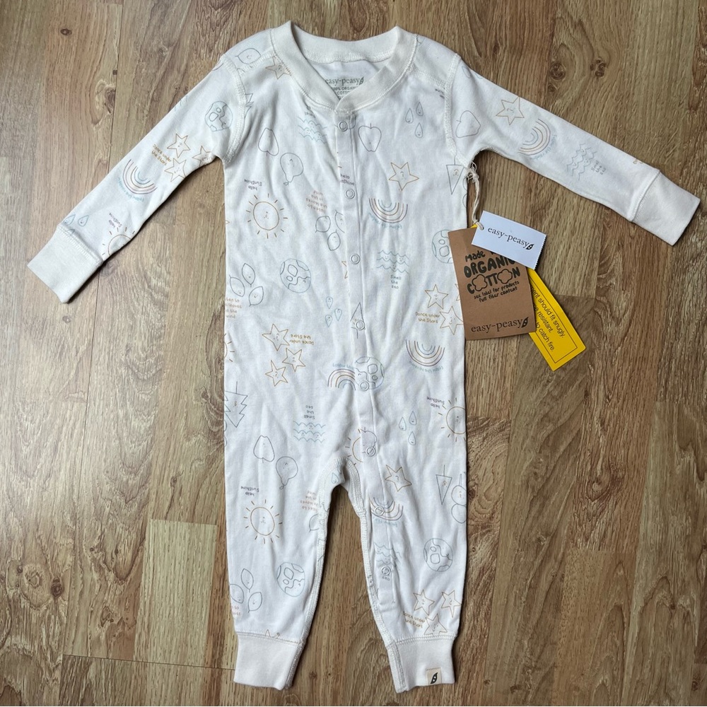 NWT Easy Peasy 100% Organic Cotton Onesie 12 Months